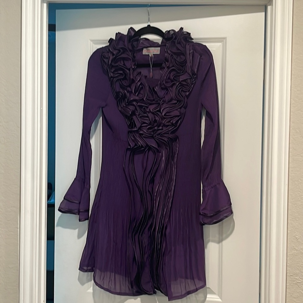 NWT Pretty Angel Purple Ruffle Collared Dress